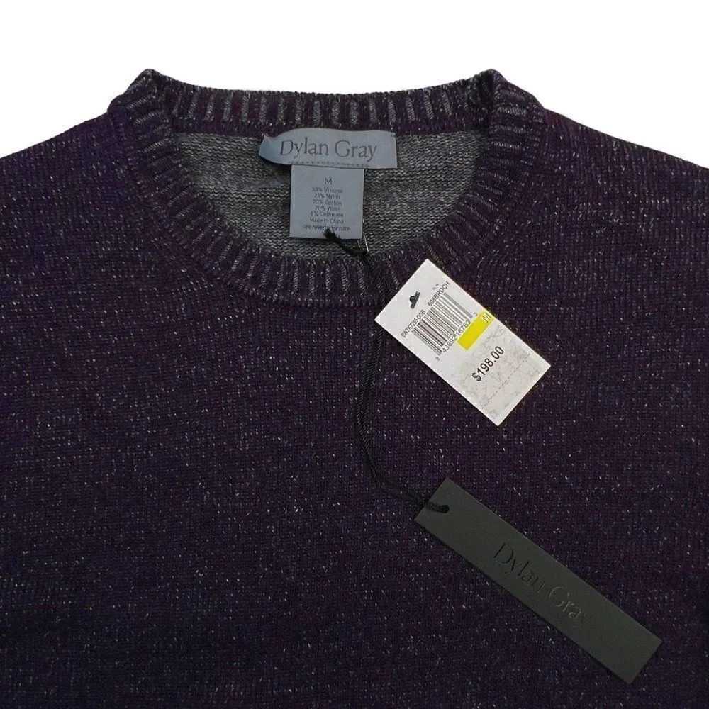 Dylan Gray Men Purple Grey Crewneck Cashmere Pullover Sweatshirt US M